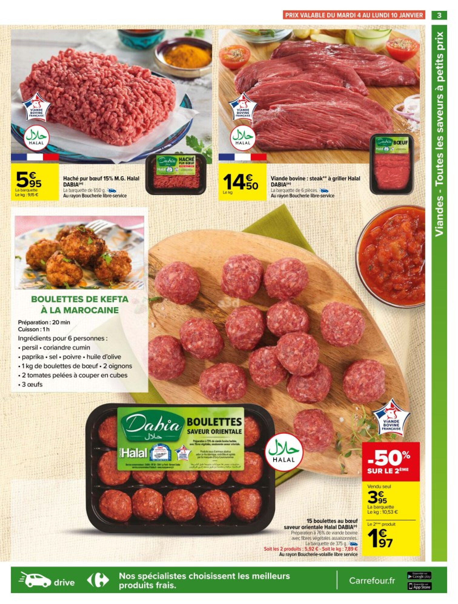 Boulettes au bœuf halal CARREFOUR