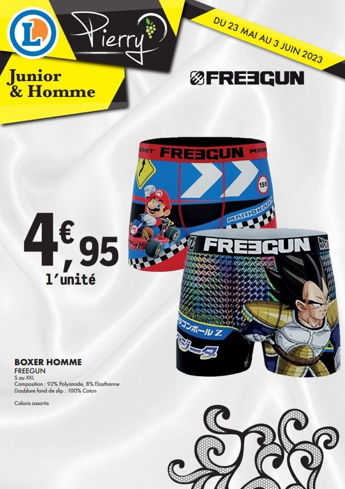 Caleçon discount freegun leclerc